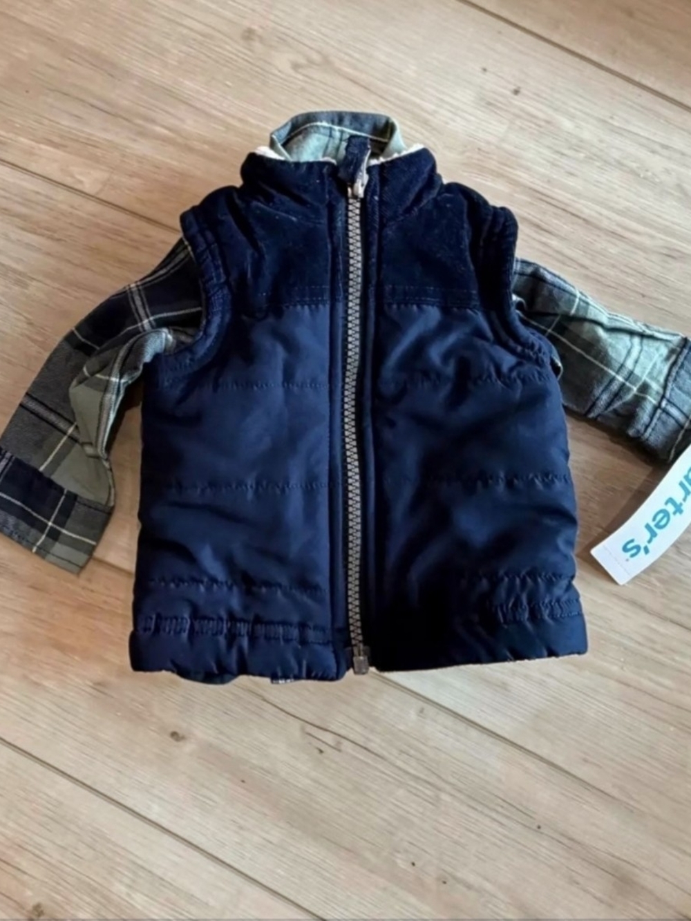 Carter's Baby Boy Plaid Shirt & Padded Vest Set Newborn NWT
